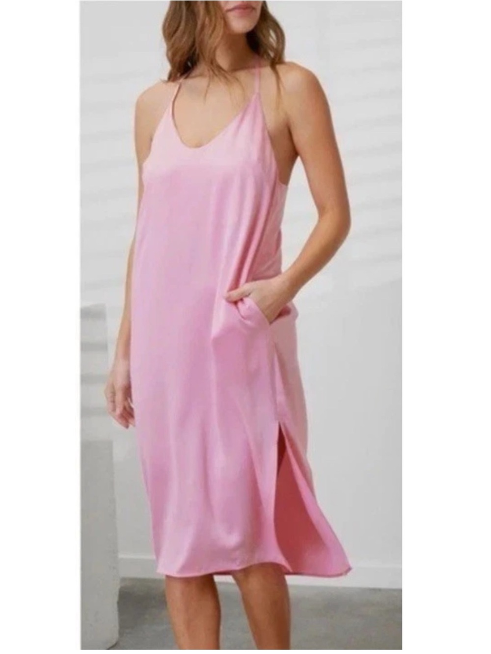 LUNYA Washable Silk Slip Dress Nightgown Pink XL